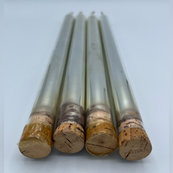 Set Of 4 VINTAGE Mercury Glass Taper Candles Cork Bottom Portugal 10.5” - Picture 2 of 3